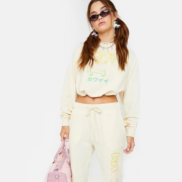 tokidoki Tops - NWT Tokidoki: Rare 🔥 Tokimeki White Unicorno Drawstring Fleece Crop Pullover